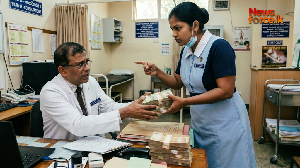 දොස්තරව මහත්තයාව බය කරලා ලක්ෂ හැටක් කප්පම් ගත් නර්ස් නෝනාටත් ඇගේ සැමියාටත් වැඩ වරදී